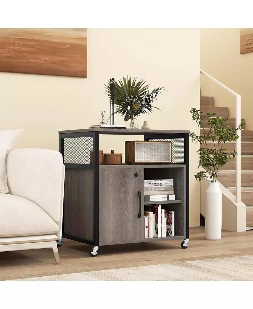 GOUUN File Cabinet on Wheels with Charging Station and Cable Management Hole 7