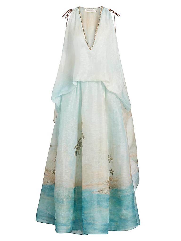 Zimmermann Illustration floral linen and silk gown - Dresses