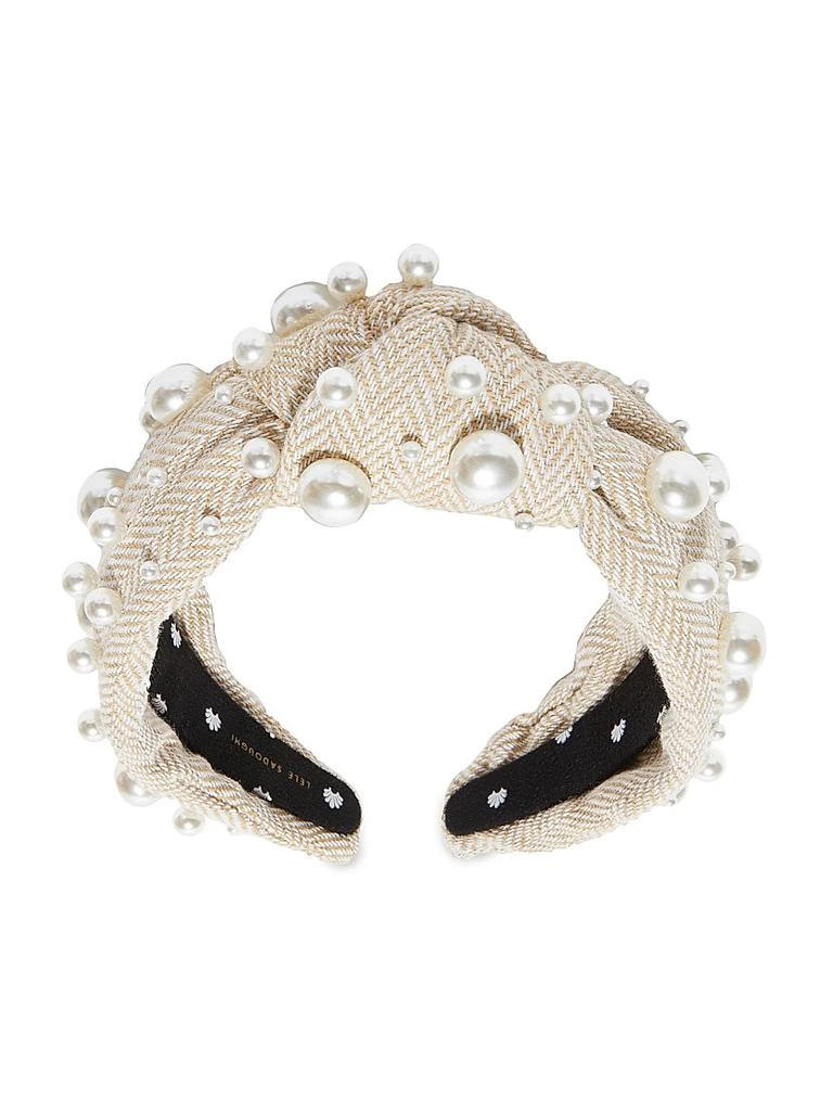 Lele Sadoughi Imitation Pearl Knotted Headband 3