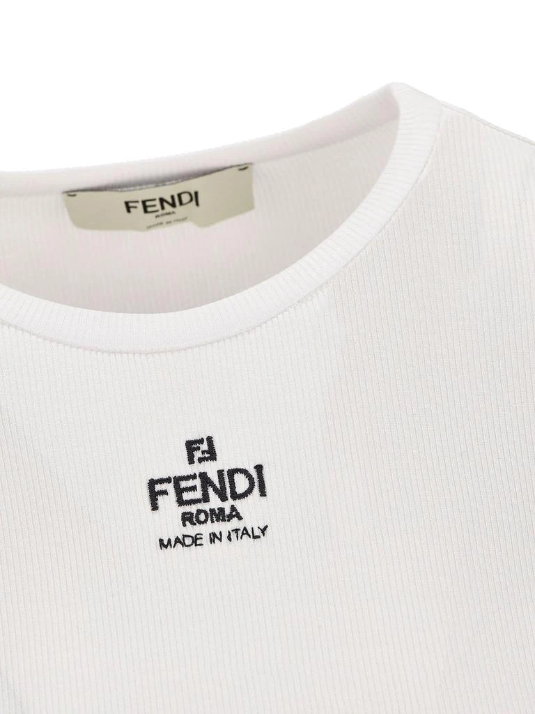 Fendi Fendi Logo Embroidered Crewneck Cropped T-Shirt 3