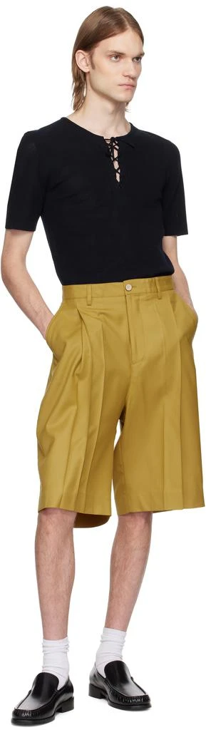 CMMN SWDN Yellow Ara Deep Pleat Shorts 4