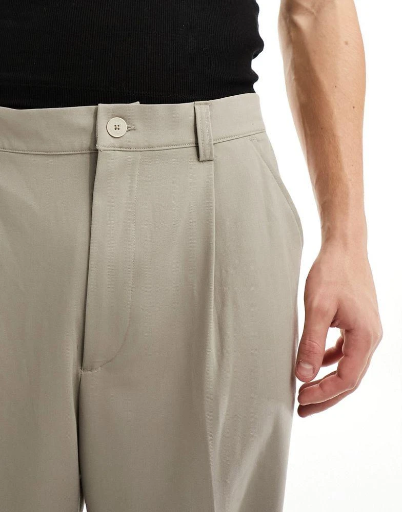 Bershka Bershka baggy tailored trouser in beige 2