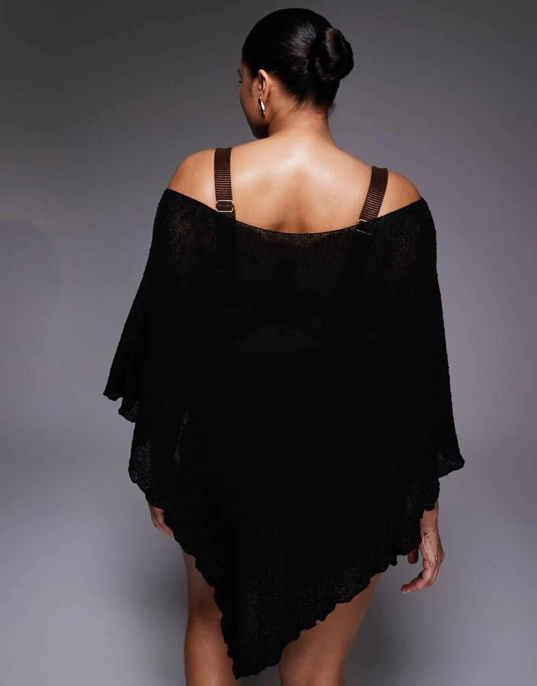 ASOS ASOS DESIGN Curve beach knitted poncho in black 3