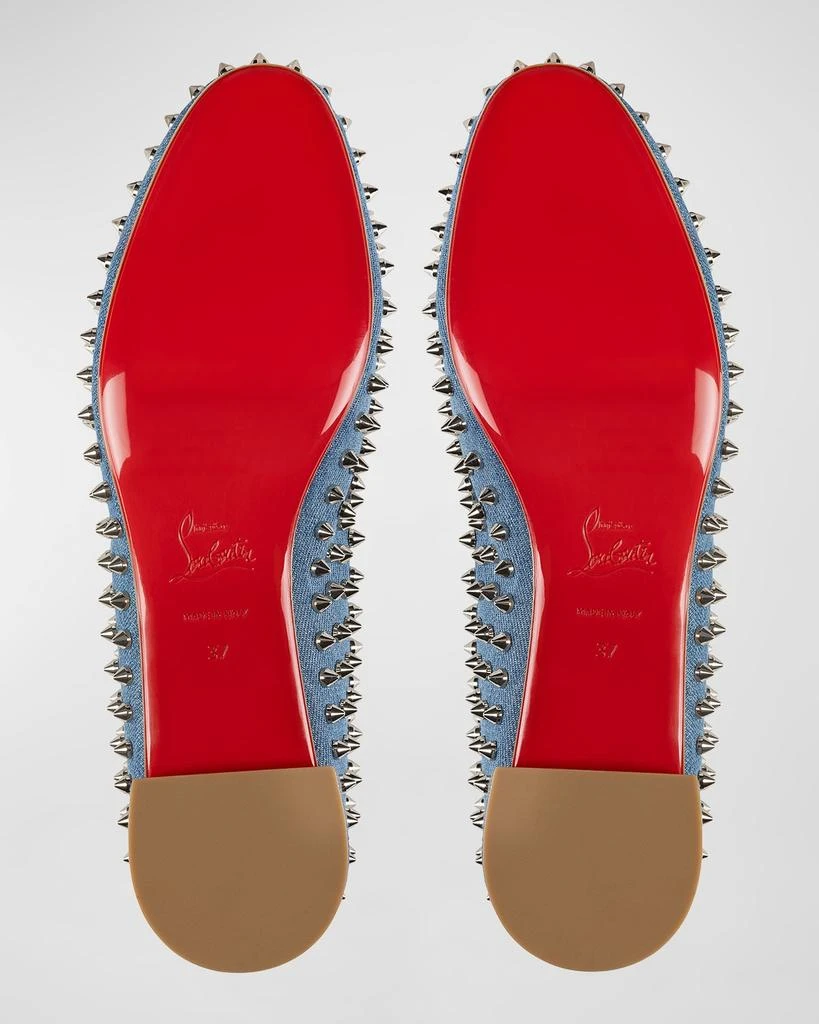 Christian Louboutin Sweetie Jane Spikes Denim Red Sole Flats 6