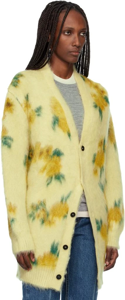 Jil Sander Yellow Mohair Silk Floral Knit Cardigan 2