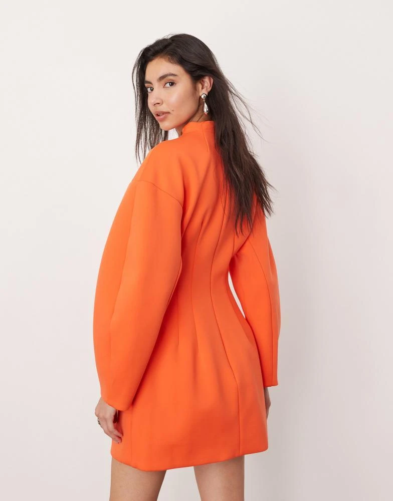 ASOS ASOS EDITION structured dome sleeve mini dress in orange 4