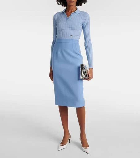 Dolce 
Gabbana Ribbed-knit cropped polo sweater 2