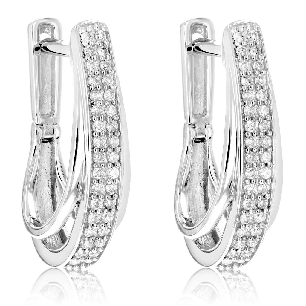 Vir Jewels 1/4 cttw Diamond Hoop Earrings .925 Sterling Silver 60 Stones Dangle 3/4 Inch 1