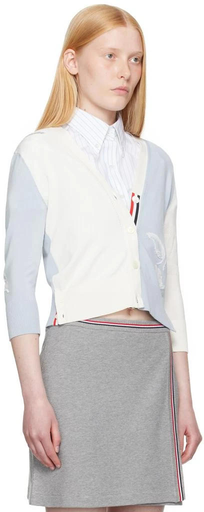 Thom Browne Blue
White Funmix Feather Pointelle Cardigan 2