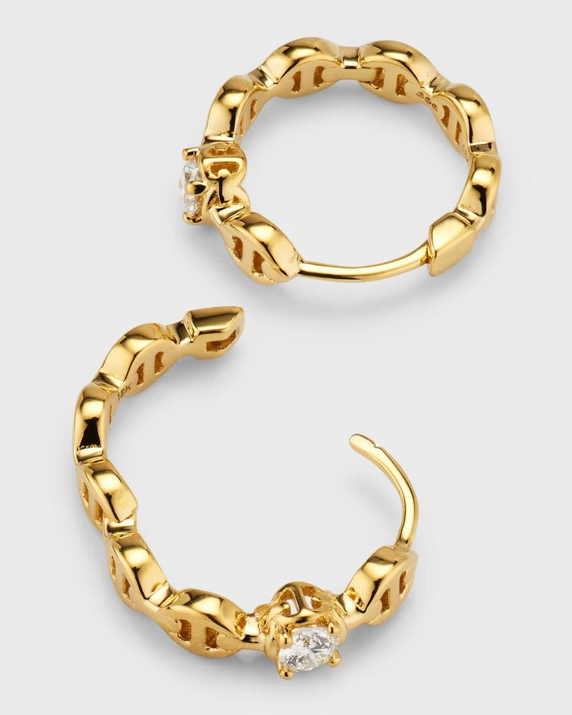 Hoorsenbuhs 18K Yellow Gold 12MM Tri-Link Diamond Huggie Earrings 4