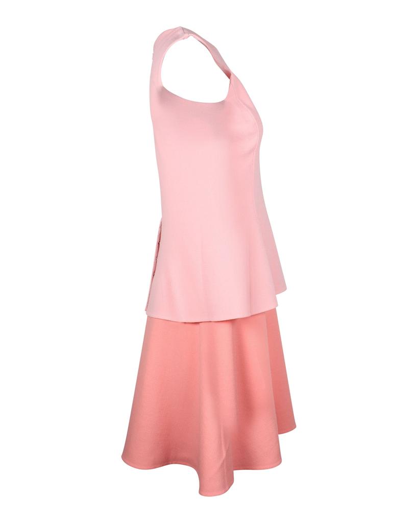 Oscar de la Renta Oscar De La Renta Color-Block Tiered Dress in Pink Lana Vergine