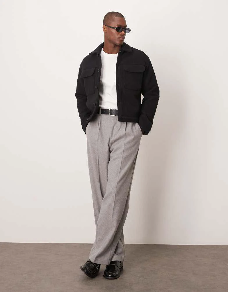 Abercrombie & Fitch Abercrombie & Fitch wool blend cropped trucker jacket in charcoal 3