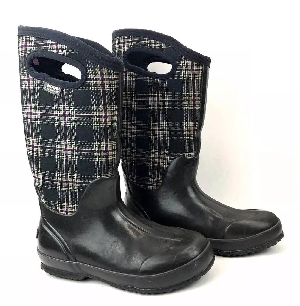 Bogs Women's Classic High Winter Boot In Black Plaid 1