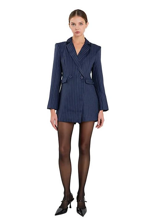 Grey Lab Lab Pinstripe Blazer Romper 1