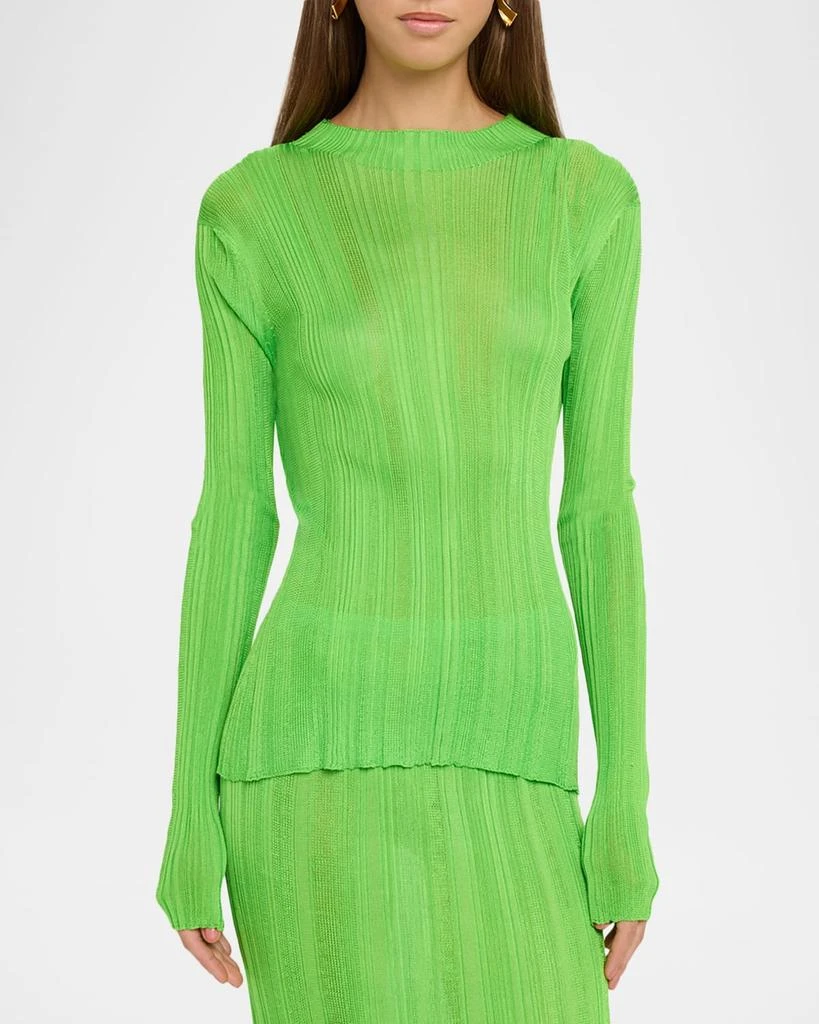 Gabriela Hearst Aveda Mock-Neck Silk Plisse Knit Sweater 4