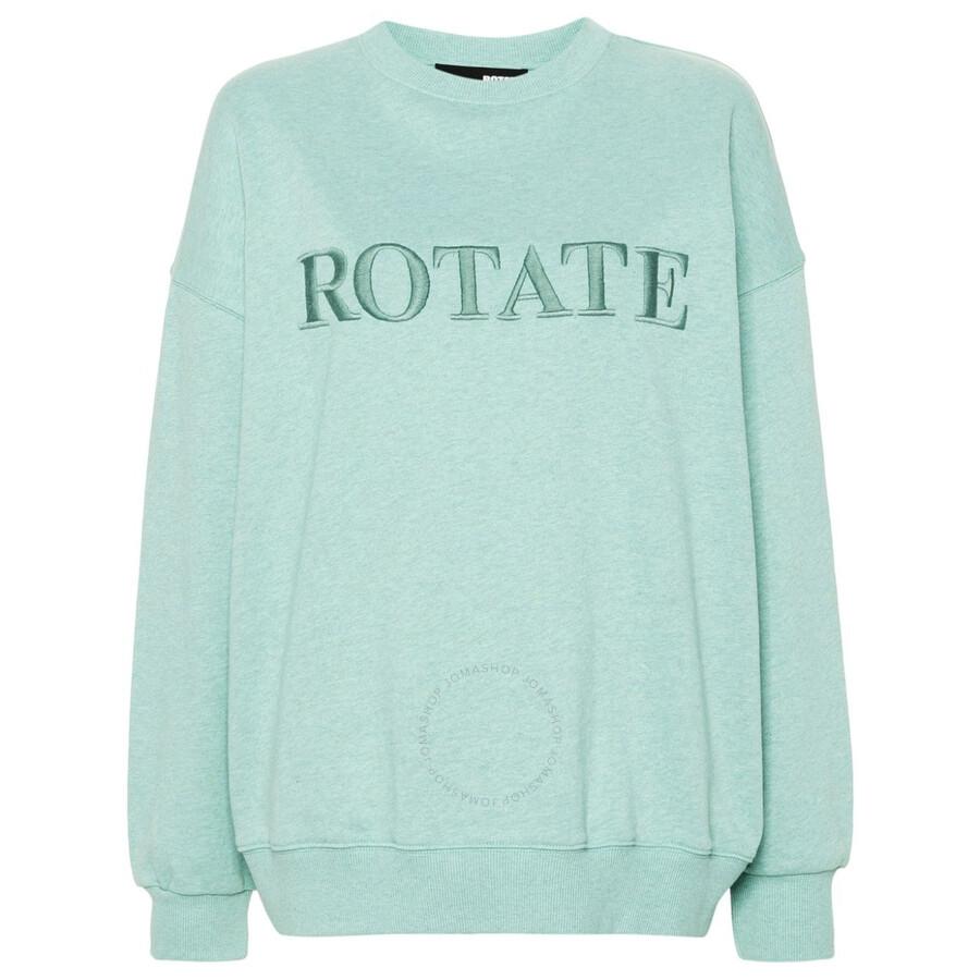 ROTATE Birger Christensen Ladies Granite Green Logo-Embroidered Sweatshirt
