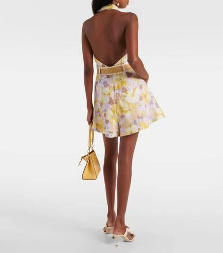 Zimmermann Pop belted floral linen playsuit 3