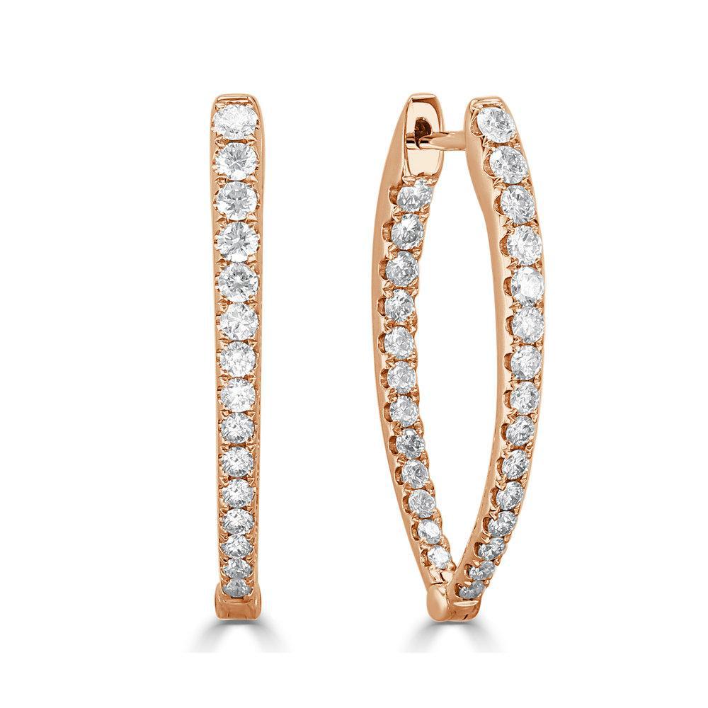 Sabrina Designs 14k Gold & Diamond Point Hoop Earrings- 1.25"