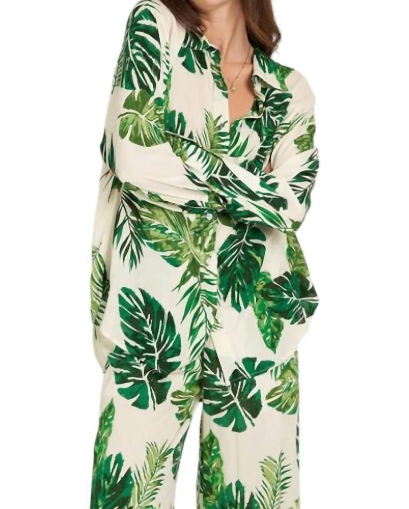 En Creme En Creme - Palms Away Long Sleeve Button Up Top