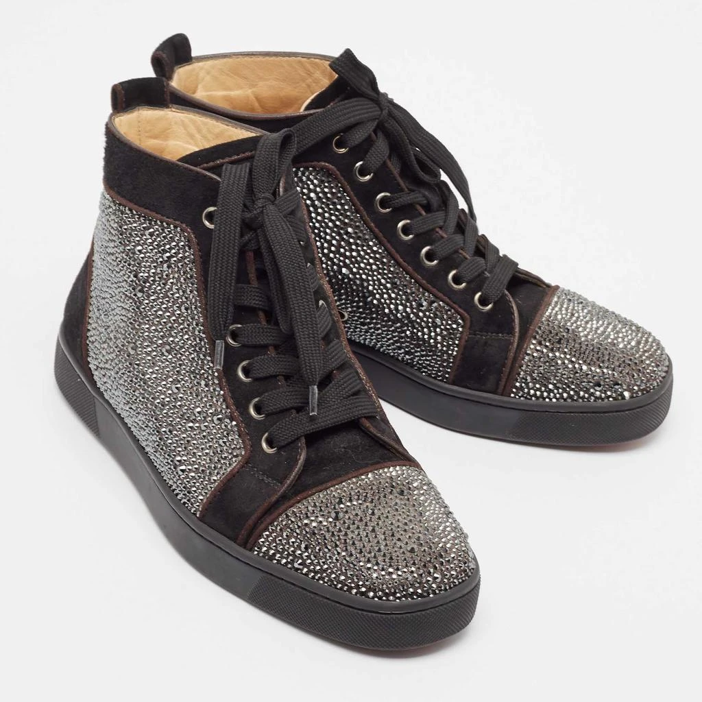 Christian Louboutin Christian Louboutin Black Suede Crystal Embellished Louis High Top Sneakers Size 39 4