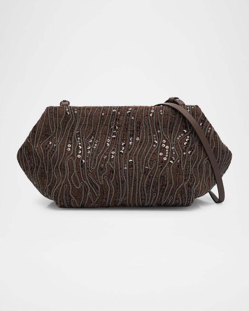 Brunello Cucinelli Bc duo clutch bag in suede with monili