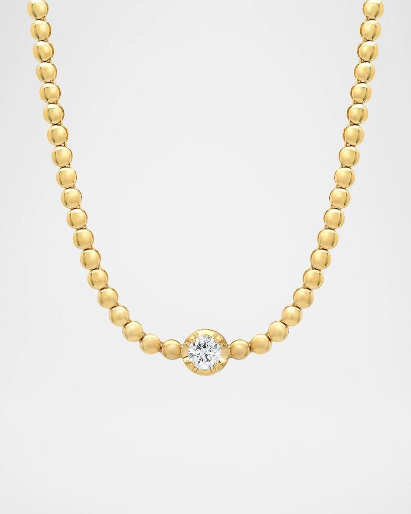 Jennifer Meyer 18K Yellow Gold Mini Bezel Tennis Necklace with Illusion Set Diamond 1