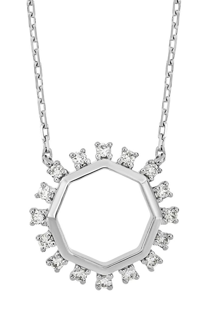 Bony Levy White Gold Getty Diamond Octagon Pendant Necklace - 0.12 ctw