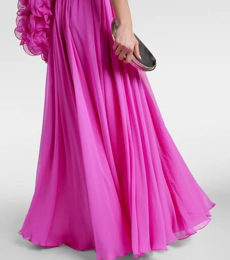 Costarellos One-shoulder ruffled silk gown 5