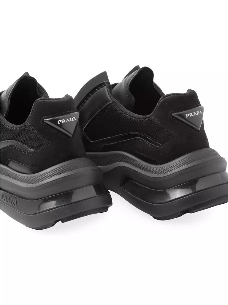 Prada Systeme Brushed Leather Sneakers with Bike Fabric 6
