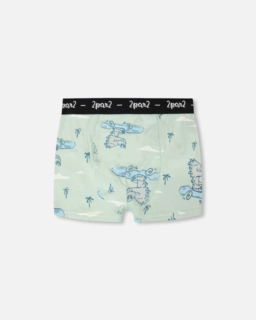 Deux par Deux Organic Cotton Boxer Green Crocodile Print