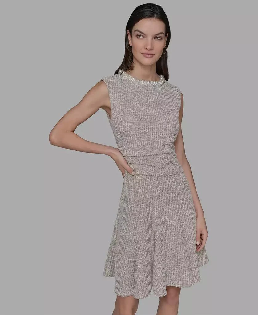 Karl Lagerfeld Paris Women's Stretch Textured Knit Tweed A-Line Dress 2
