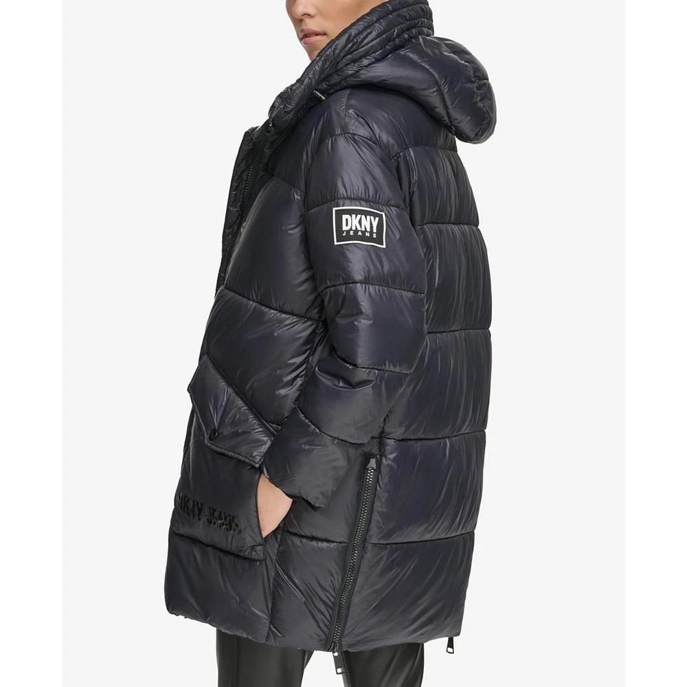 DKNY Jeans Women's Wet Shine Hooded Puffer Jacket 2