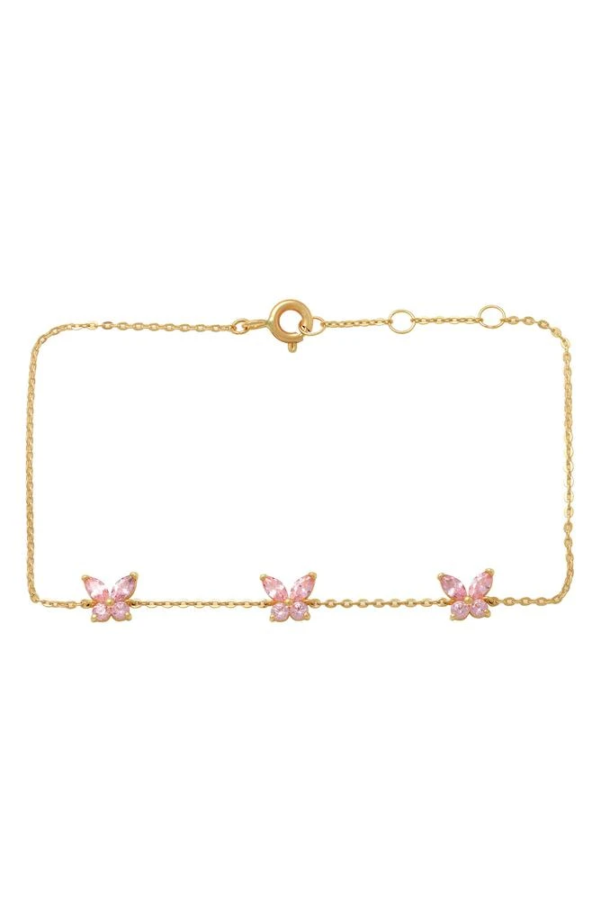 A&M 14K Gold CZ Butterfly Station Chain Bracelet