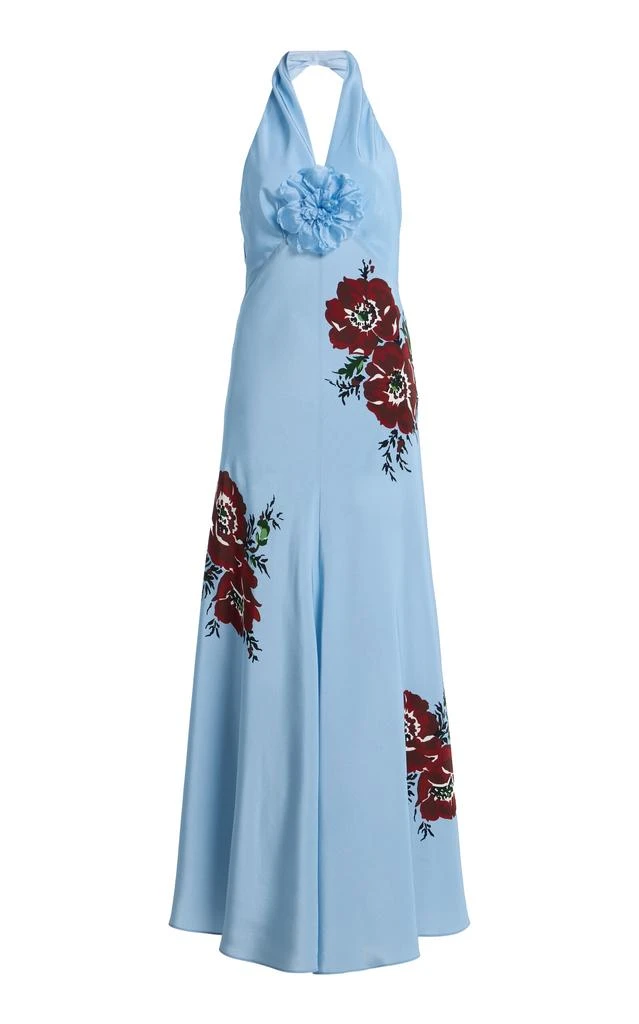 chinese dress ladies Red Silk and Lace Dress With Silk Flower  Rodarte