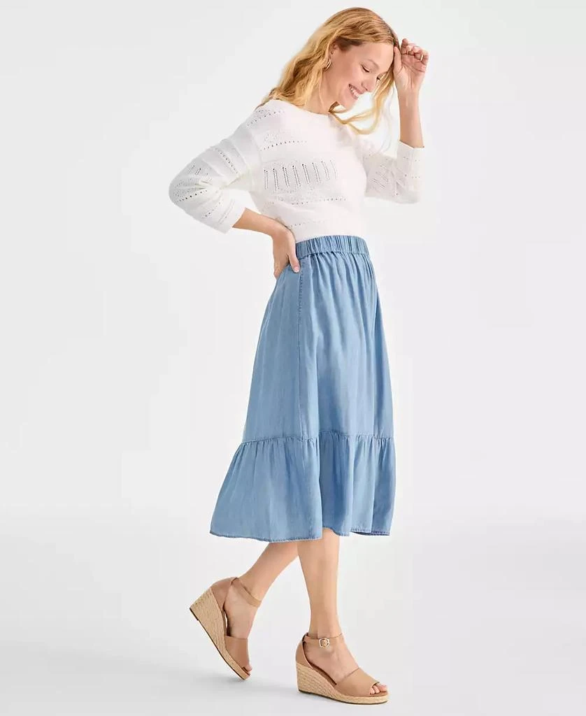 Style & Co Petite Chambray Tiered Midi Skirt, Exclusively at Macy's 2