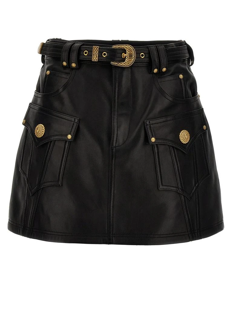 Balmain Balmain Western Leather A-Line Skirt 1