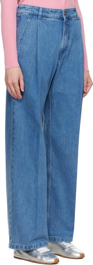 Maison Kitsune Blue Pleated Denim Jeans 2