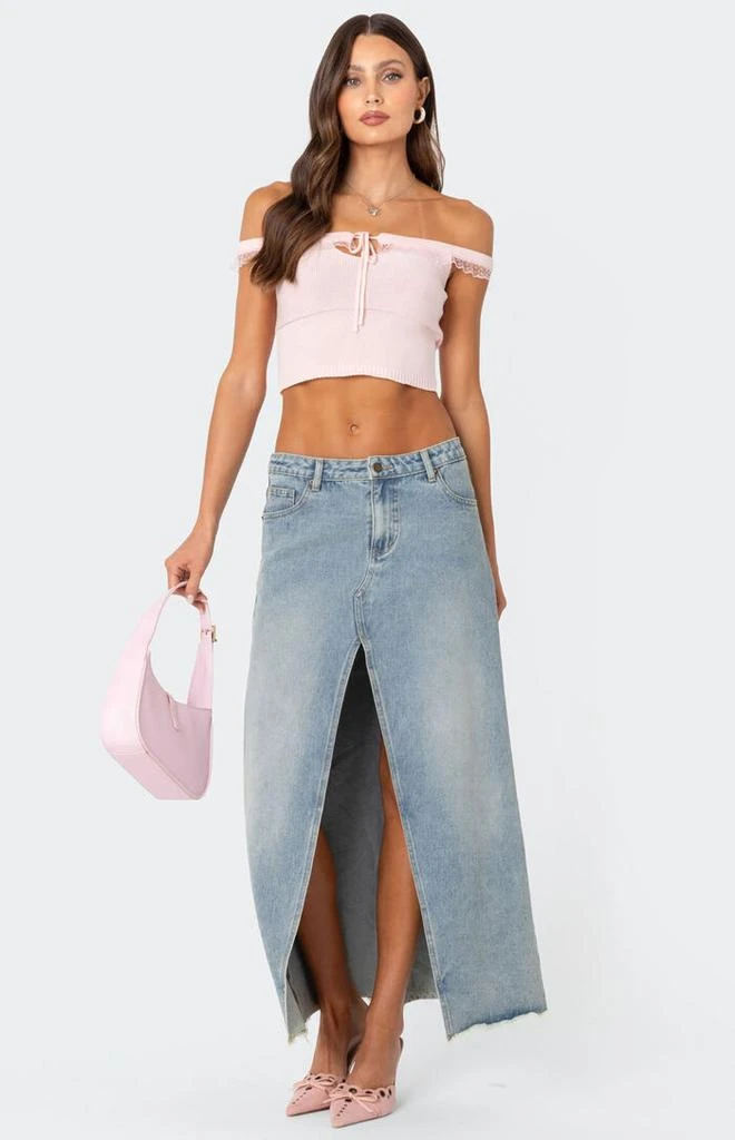 Edikted Off Shoulder Trimmed Knit Top 2