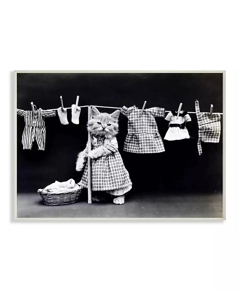 Stupell Industries Kitten Does The Laundry Wall Plaque Art, 10" x 15" 1
