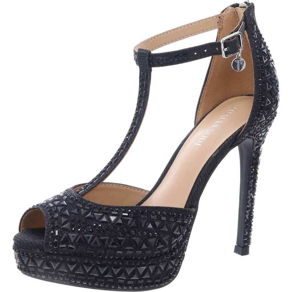 Thalia Sodi Chacey Womens Faux Suede Peep Toe T-Strap Sandals 5