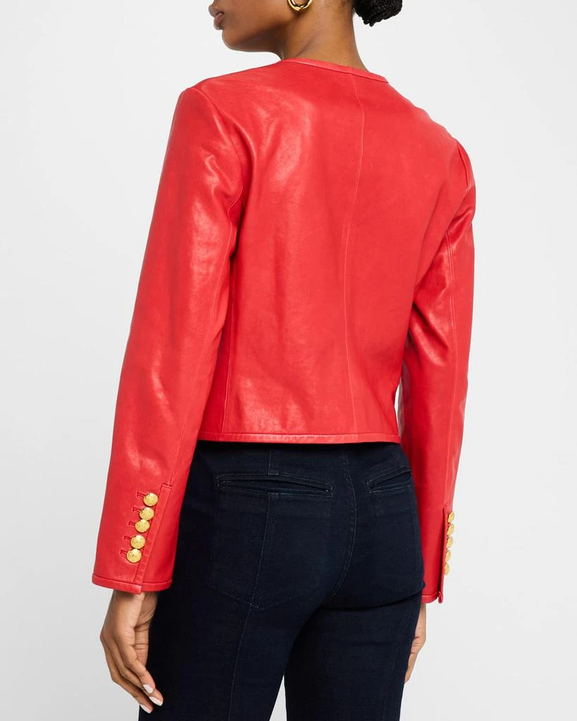 VERONICA BEARD Andrea Button-Down Leather Jacket 3