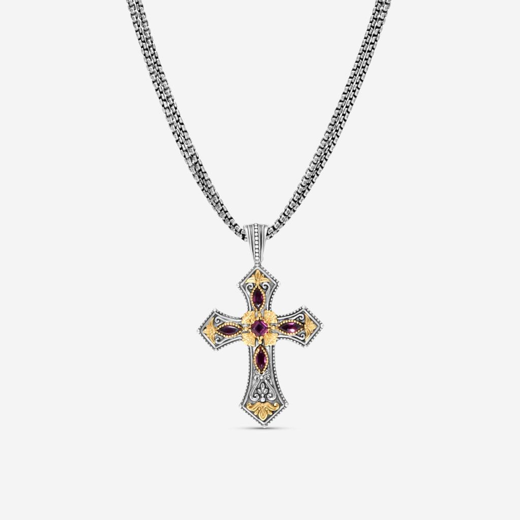 Konstantino Konstantino Artemis Sterling Silver & 18K Yellow Gold Cross Pendant Necklace STKJ338-112-CUT.CHKJ2-131-51