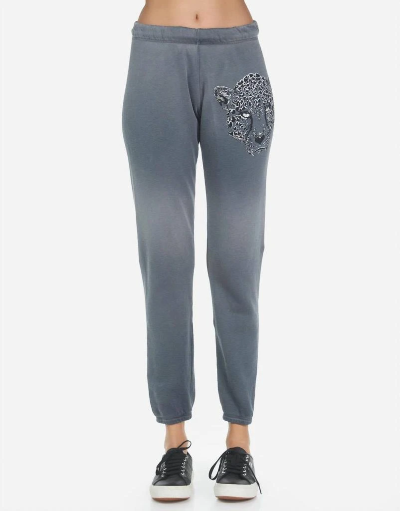 Lauren Moshi Brynn Heart Leopard Sweatpants In Grey 1
