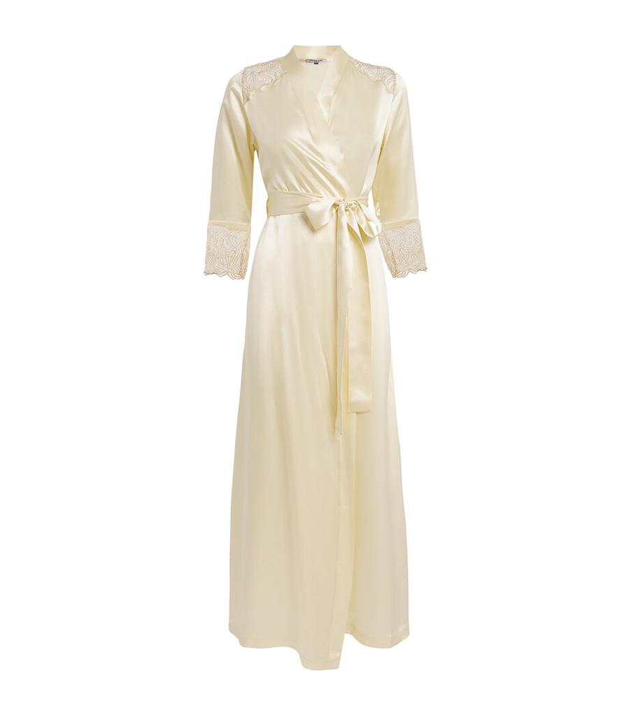 GILDA & PEARL Silk Lace-Trim Long Robe