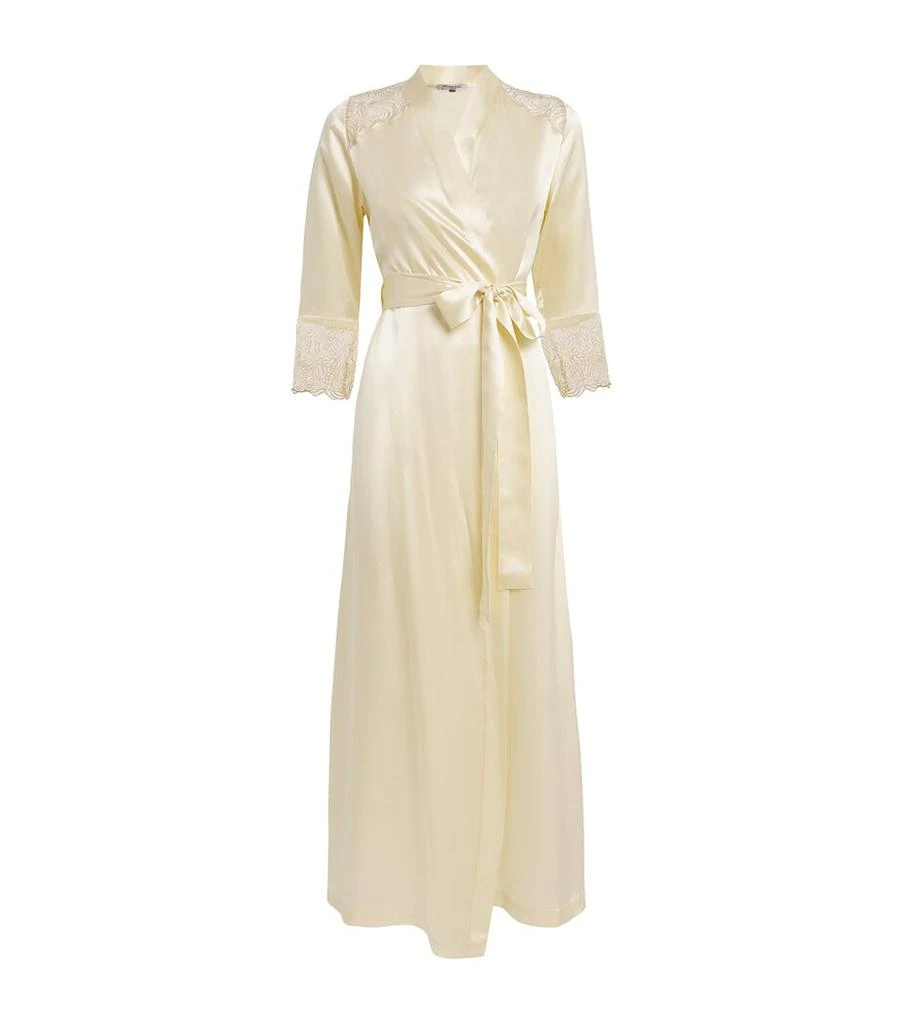GILDA & PEARL Silk Lace-Trim Long Robe 1