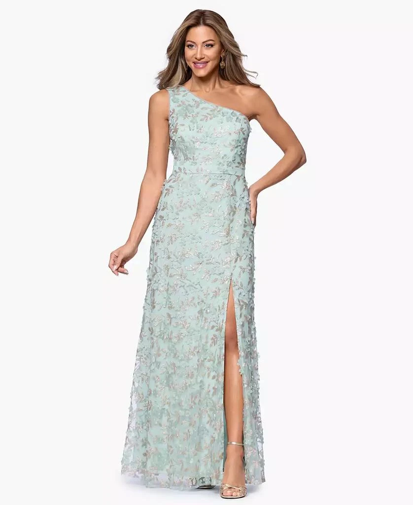 xscape gowns & formal dresses Xscape Plus Size Off-The-Shoulder Brocade Ball Gown - Blue gold main image 0