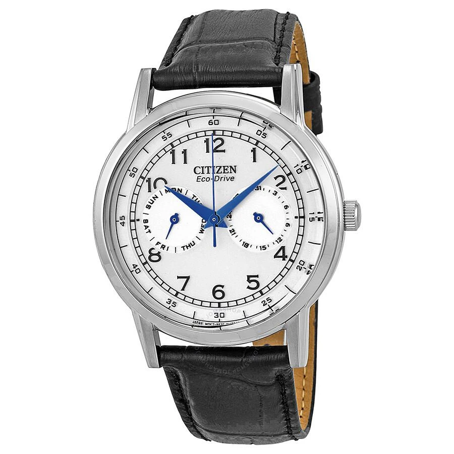 Citizen Eco-Drive Silver Dial Black Leather Men's Watch AO9000-06B 1