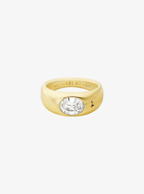 Michael Kors Precious Metal-Plated Cubic Zirconia Signet Ring 2