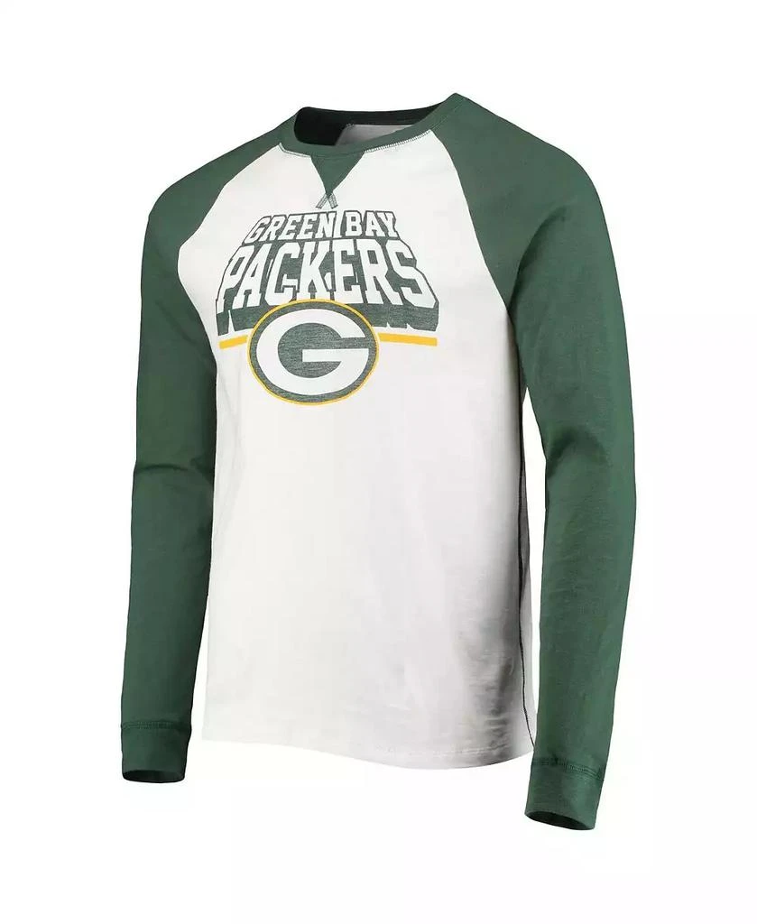 Junk Food Men
s White, Green Bay Packers Colorblock Raglan Long Sleeve T-shirt 2