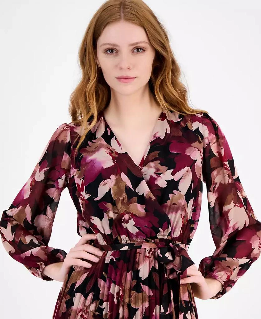 Sandra Darren Petite Surplice-Neck Pleated Maxi Dress 3